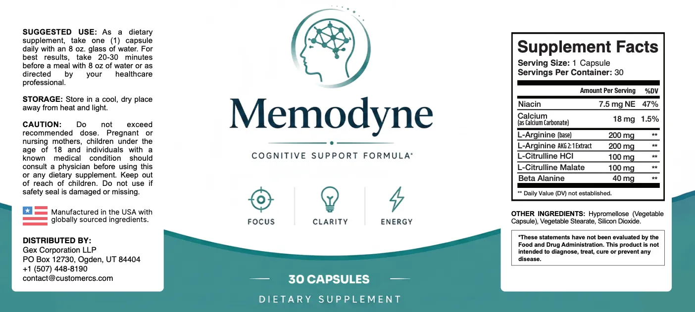 Memodyne Supplement Label